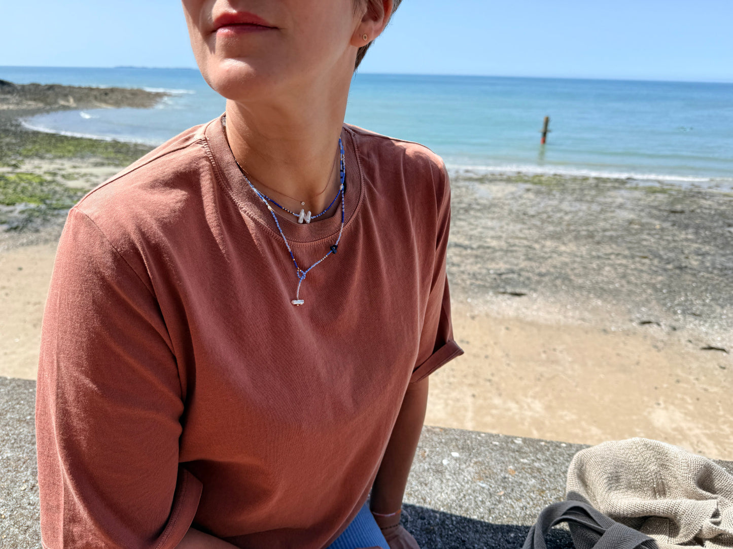 Ensemble bijoux portés Plat gousset, collection Granville fait main